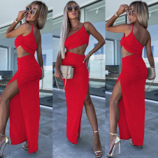 Дамска ефектна рокля K6451 червен 