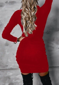 Дамска къса рокля с набор J72003 червен 