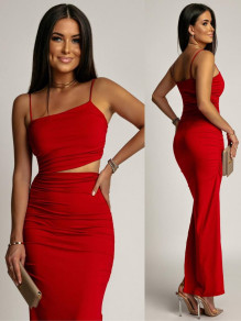 Дамска рокля по тялото K6383 червен 