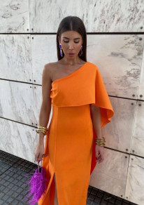 Дамска елегантна рокля LT9536 оранжев 