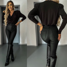 Дамска блуза с гръцко деколте K9683 черен 