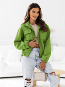 Дамско яке с джобове A1273 светло зелен 