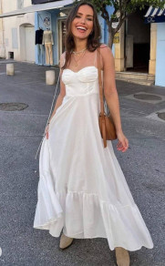 Дамска дълга рокля H4654 бял