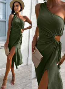 Дамска ефектна рокля LT9121 маслено зелен 