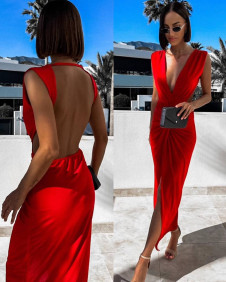 Дамска рокля с преплитане LT5997 червен 
