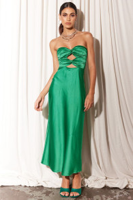 Дамска сатенена рокля LT6161 зелен  