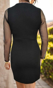 Дамска къса рокля с тюл и кристали J1350 черен