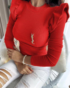Дамска блуза с ефектни ръкави PB45881 червен 