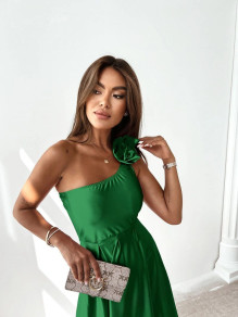 Дамска рокля с едно рамо 9019 зелен 