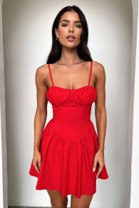 Дамска къса рокля L9026 червен 
