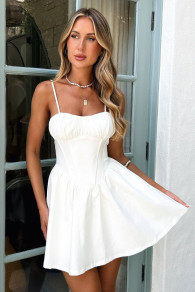 Дамска къса рокля L9026 бял