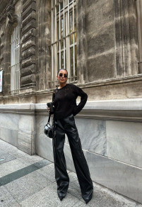 Дамска стилна блуза плетиво 71302 черен 