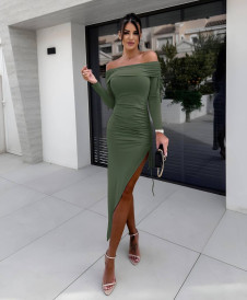 Дамска рокля с цепка A1563 маслено зелен 