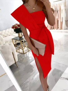Дамска елегантна рокля 6525 червен 