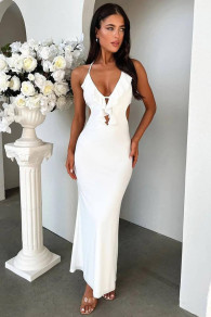 Дамска елегантна рокля 5961 бял