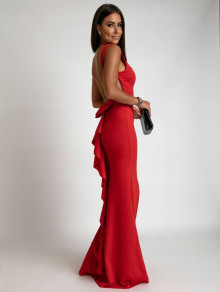 Дамска дълга рокля с ефектен гръб 5300 червен