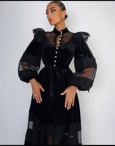 Дамска елегантна рокля с дантела NI2290 черен