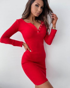 Дамска къса рокля по тялото EM1511 червен 
