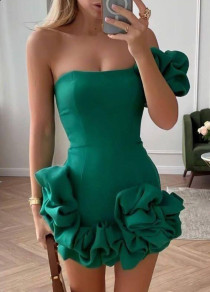 Дамска къса ефектна рокля L9101 зелен 