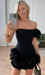 Дамска къса ефектна рокля L9101 черен 