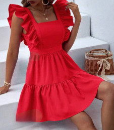 Дамска къса рокля L9129 червен 