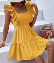 Дамска къса рокля L9129 жълт 