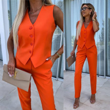 Дамски комплект елек и панталон A1648 оранжев 
