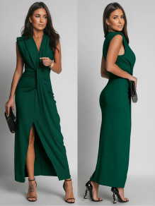 Дамска дълга елегантна рокля A1345 тъмно зелен 