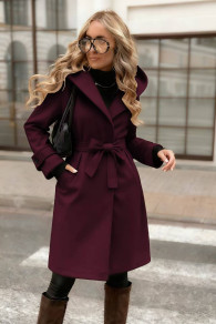 Дамско палто с качулка K6812 кафяв