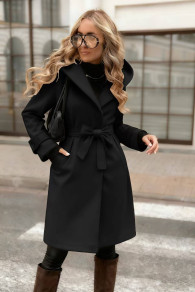 Дамско палто с качулка K6812 черен 