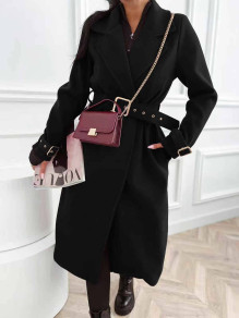 Дамско палто с колан K9242 черен 
