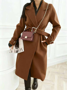 Дамско палто с колан K9242 камел