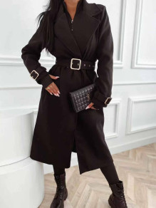 Дамско палто с колан K9242 черен 