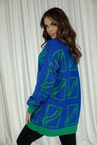 Дамски ефектен пуловер BS0277 син