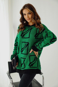 Дамски ефектен пуловер BS0277 зелен 