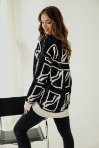 Дамски ефектен пуловер BS0277 черен 