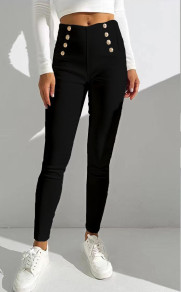 Дамски панталон с копчета K99282 черен 