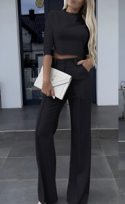 Дамски комплект блуза и панталон A1270 черен 