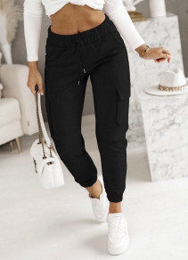 Дамски панталон с джобове K99229 черен 