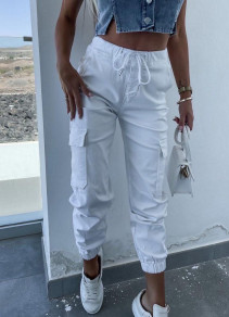 Дамски панталон с джобове K99229 бял