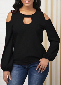 Дамска ефектна блуза J55010 черен