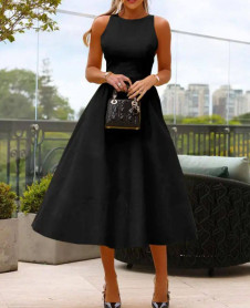 Дамска разкроена рокля 05157 черен 