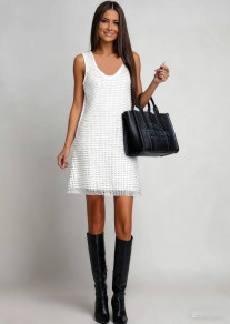 Блестяща рокля с кристална мрежа S1248 бял