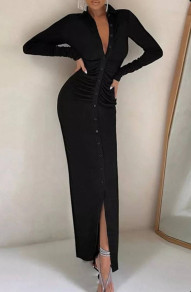 Дамска дълга елегантна рокля M7985 черен