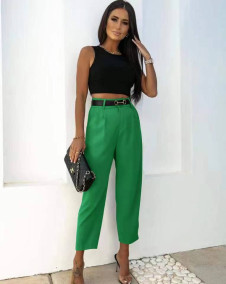 Дамски панталон с колан 6321 зелен