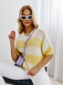 Дамски пуловер с къс ръкав 88202 жълт