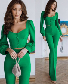 Дамски комплект блуза и панталон A0831 зелен