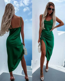 Дамска сатенена рокля 6569 зелен