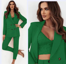 Дамски комплект 3 части - бюстие , сако и панталон A0823 зелен 