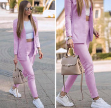Дамски комплект сако и панталон 5008  светло лилав